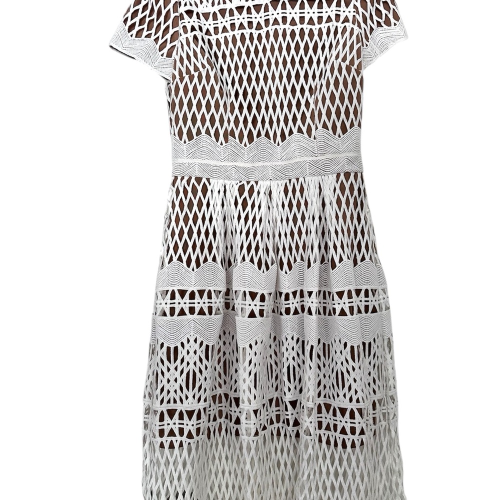 Ministry of Supply Black and White Flutter Sleeve Midi Dress